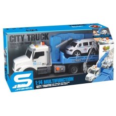 Машина Эвакуатор с полицией инерционная, CARS S (синий)