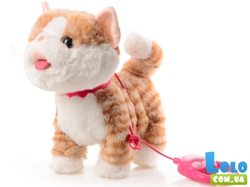 Мягкая интерактивная игрушка Котик Симба на поводке