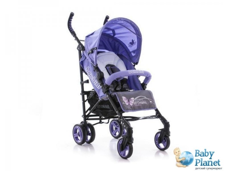 Прогулочная коляска Bambini Stilus Violet Butterfly + Footcover Bigger + Pillow (фиолетовая)