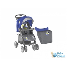 Прогулочная коляска Bertoni Foxy + Footcover Blue&Grey Puppies (синяя с серым)