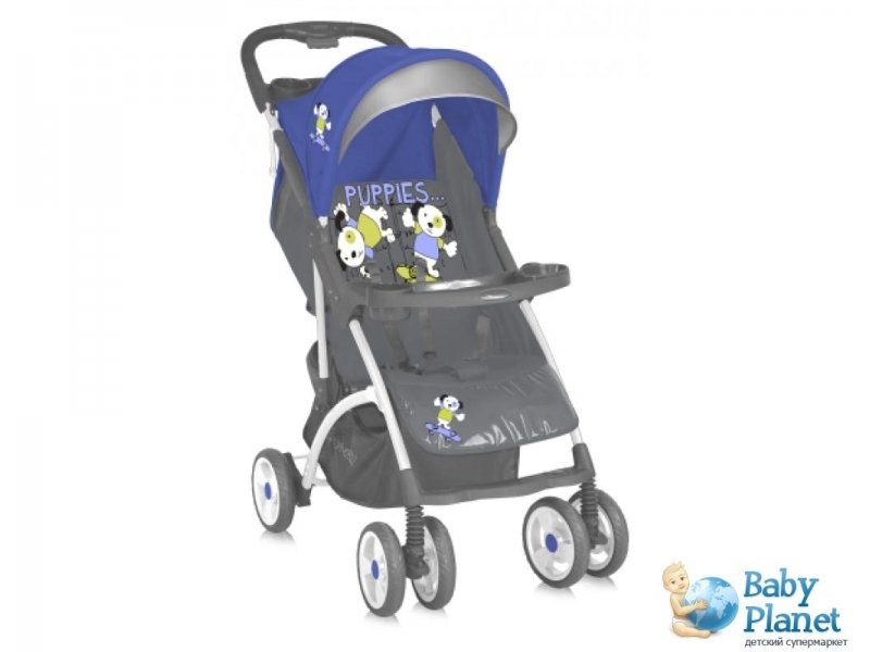Прогулочная коляска Bertoni Smarty + Footcover Blue&Grey Puppie (синяя с серым)