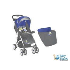Прогулочная коляска Bertoni Smarty + Footcover Blue&Grey Puppie (синяя с серым)
