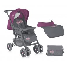 Прогулочная коляска Bertoni Combi Grey&Rose (фиолетовая с серым), с сумкой