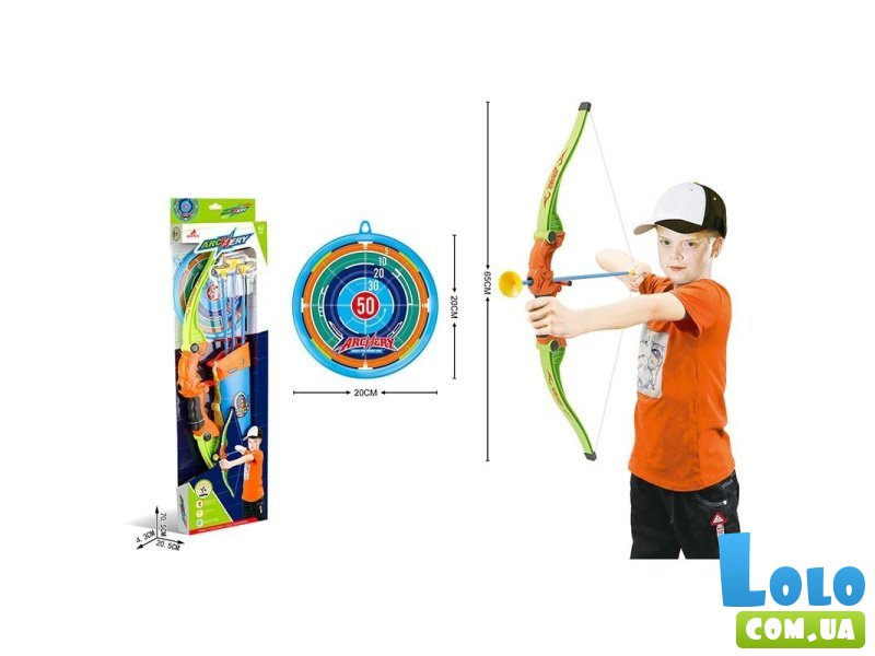 Лук с мишенью и стрелами на присосках