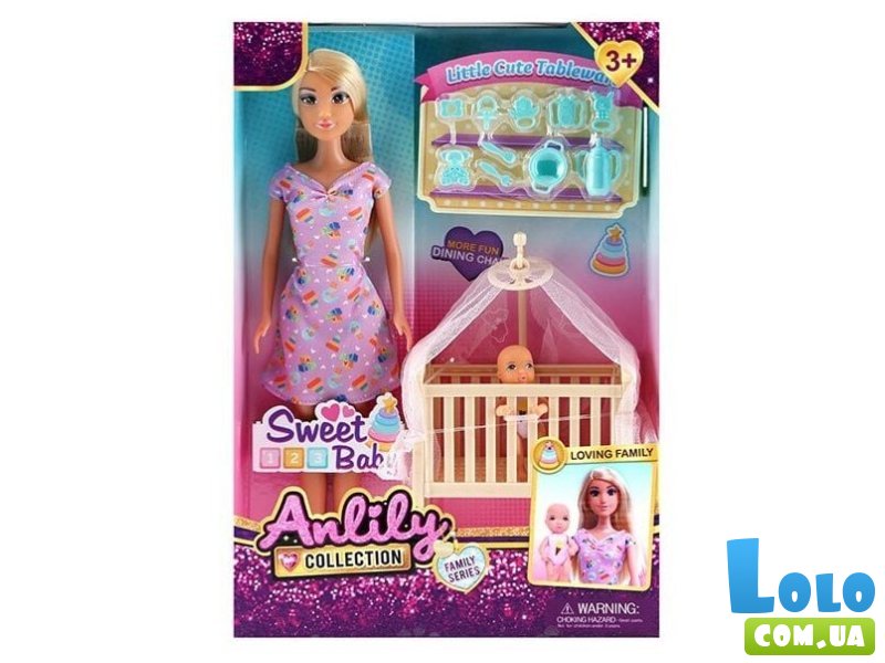 Кукла с младенцем, кроваткой и аксессуарами