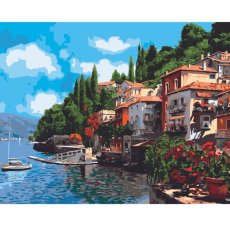 Алмазная мозаика Город на берегу моря, Strateg (40х50 см)
