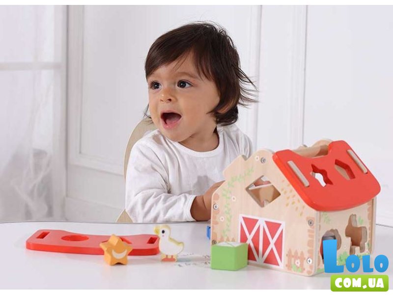 Деревянный сортер Домик фермера, Tooky Toy
