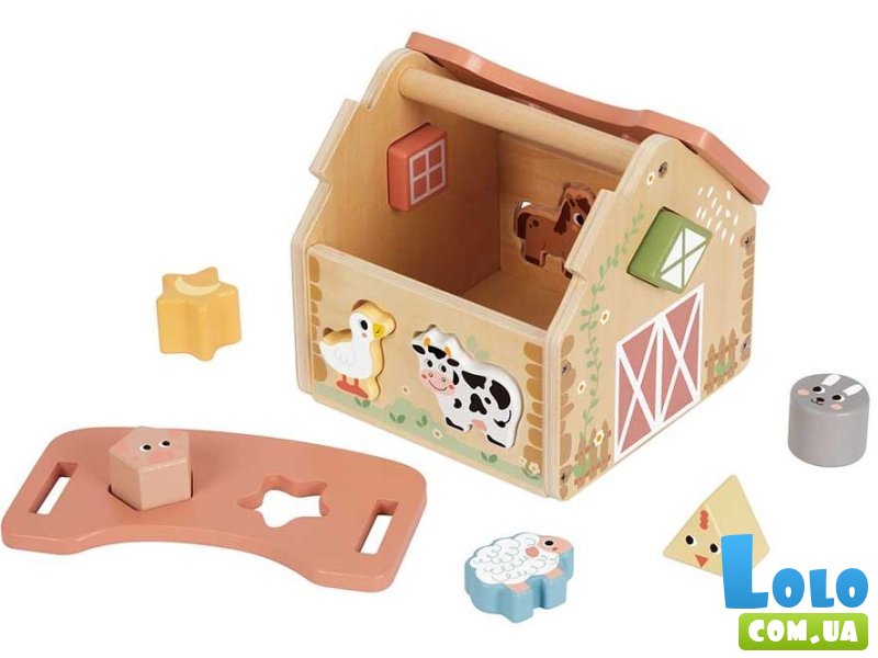 Деревянный сортер Домик фермера, Tooky Toy
