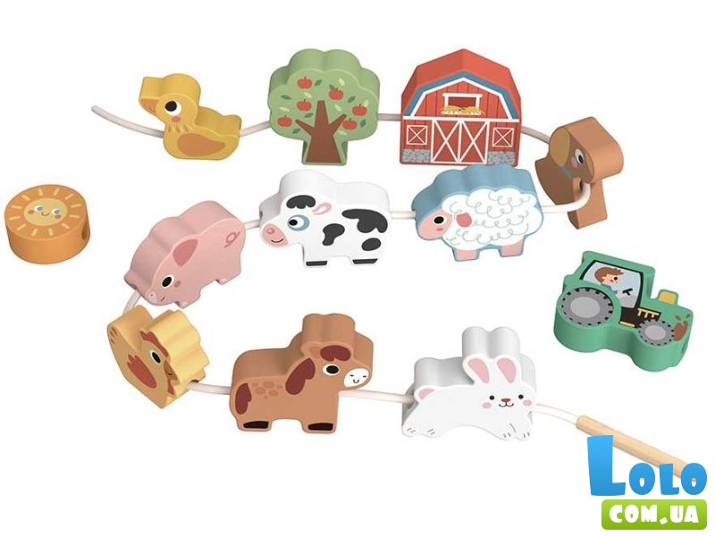 Шнуровка деревянная Ферма, Tooky Toy