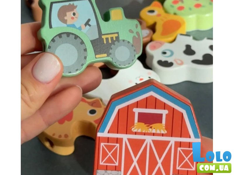 Шнуровка деревянная Ферма, Tooky Toy