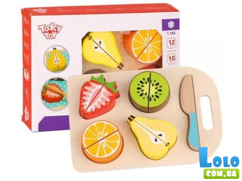 Набор фруктов на липучках деревянный, Tooky Toy (10 эл.)
