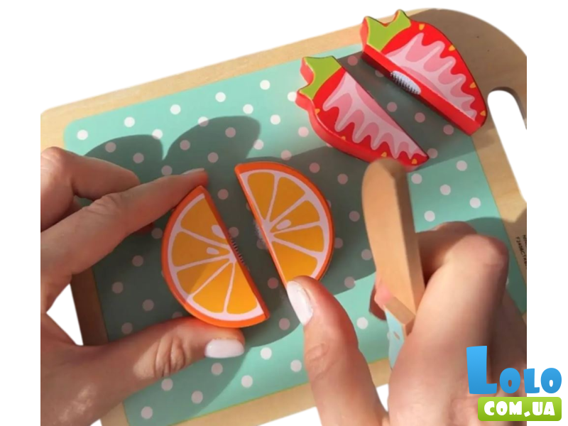 Набор фруктов на липучках деревянный, Tooky Toy (10 эл.)