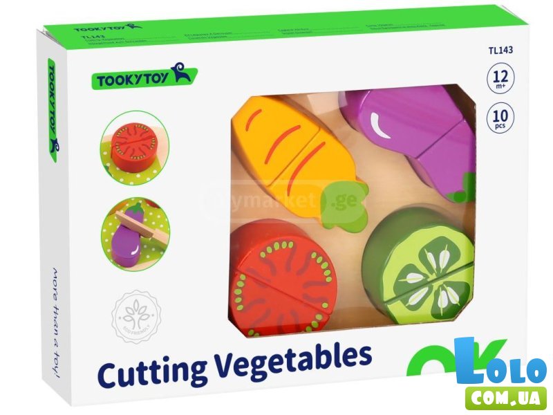 Набор овощей на липучках деревянный, Tooky Toy (10 эл.)