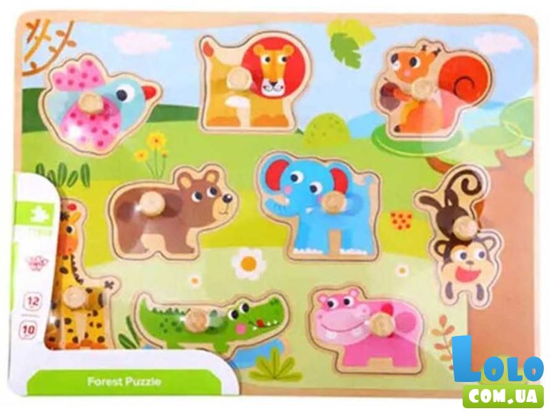 Деревянная рамка-вкладыш Животные, Tooky Toy