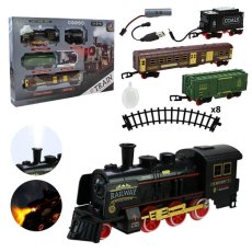 Железная дорога с локомотивом и вагонами