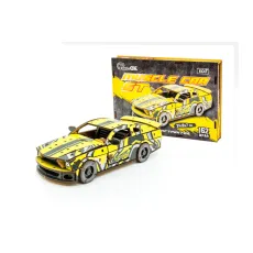 Деревянный 3D конструктор Muscle car GT, Puzzleоk (Puz-00638), 162 дет. (желтая)