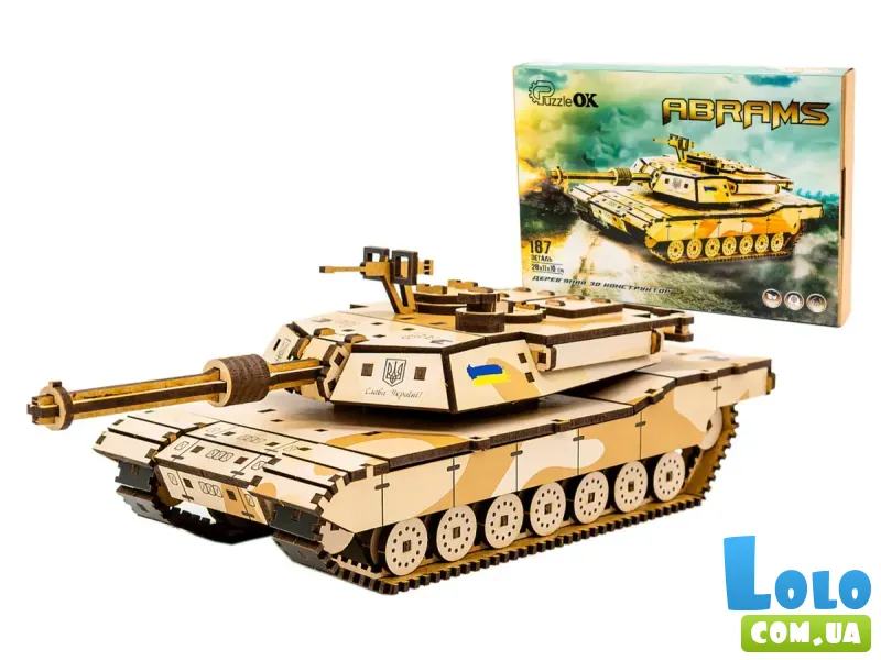 Деревянный 3D конструктор Абрамс, Puzzleоk (Puz-26917), 187 дет.