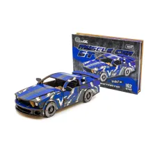 Деревянный 3D конструктор Muscle car GT, Puzzleоk (Puz-00642), 162 дет. (синяя)