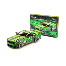 Деревянный 3D конструктор Muscle car GT, Puzzleоk (Puz-00640), 162 дет. (зеленая)