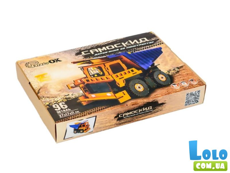 Деревянный 3D конструктор Самосвал, Puzzleоk (Puz-00920), 96 дет.
