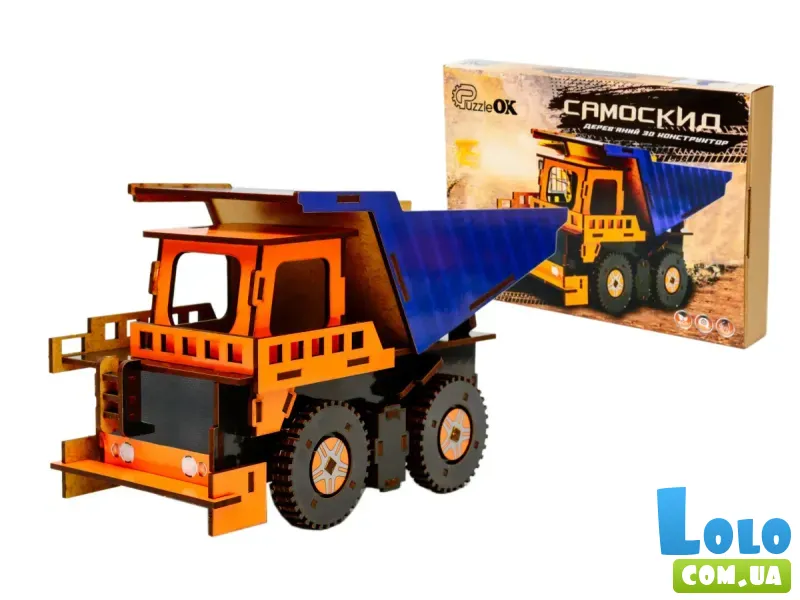 Деревянный 3D конструктор Самосвал, Puzzleоk (Puz-00920), 96 дет.