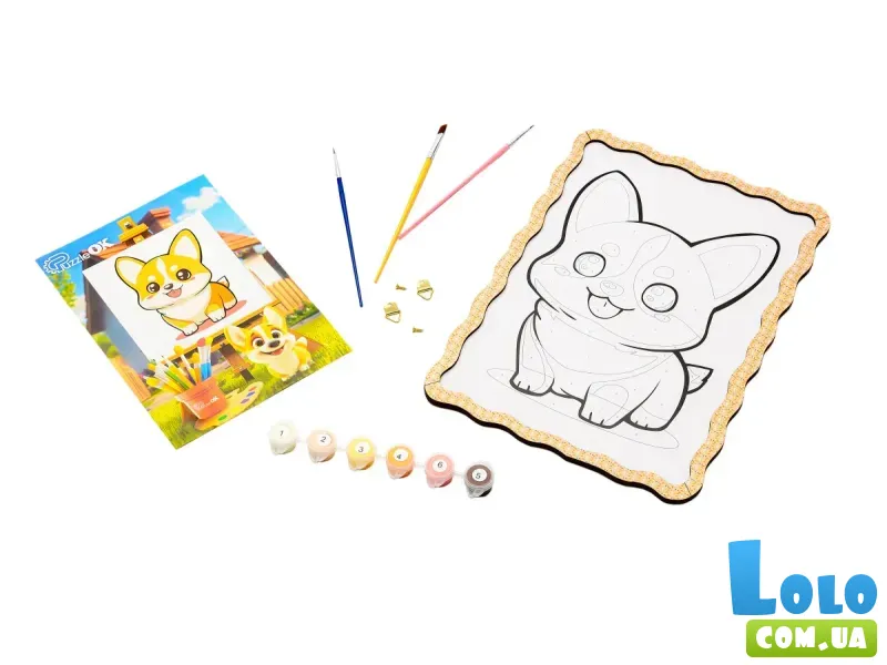 Картина по номерам Корги, Puzzleоk (А4)