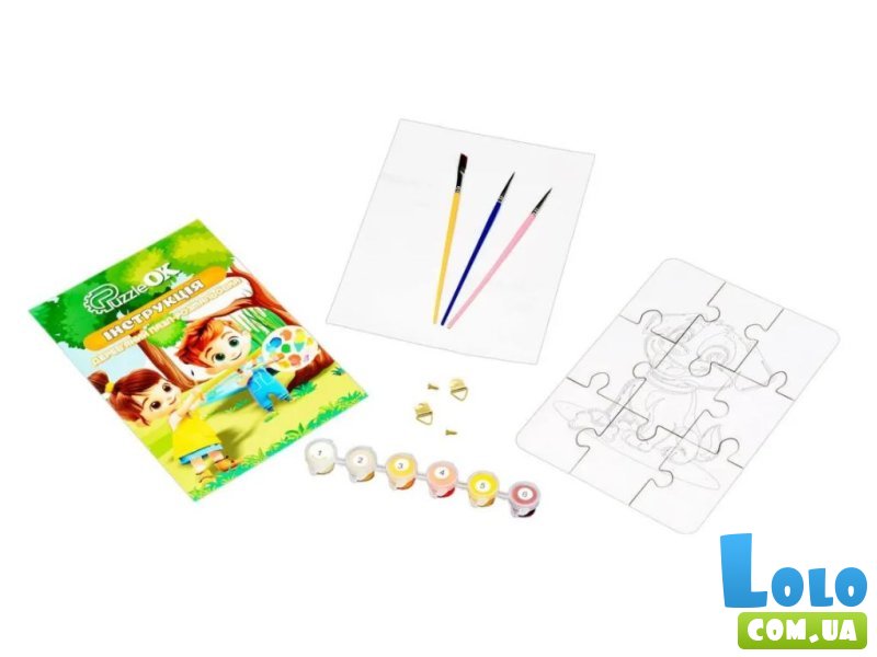 Деревянный пазл-раскраска Собачка, Puzzleok (А5)