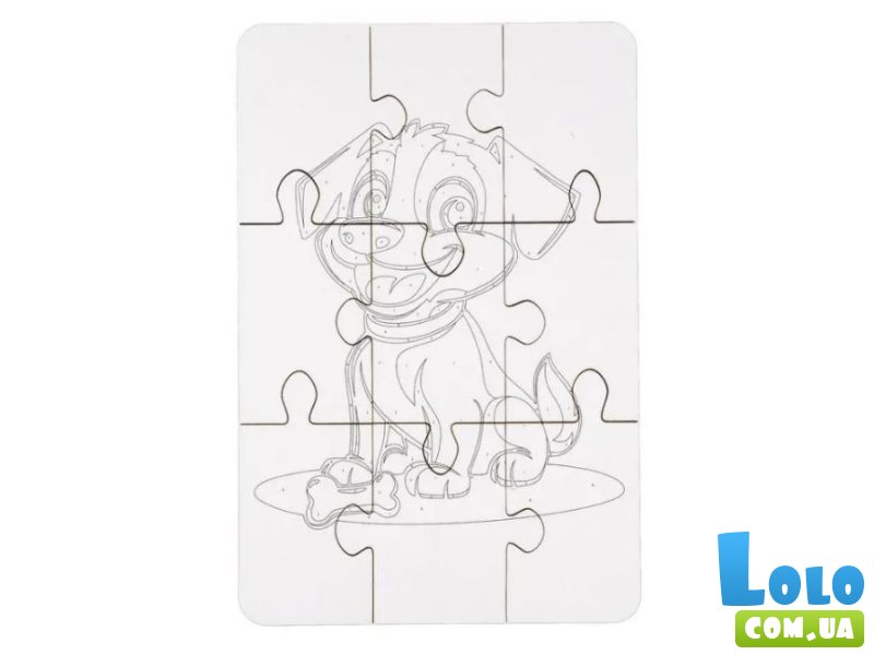 Деревянный пазл-раскраска Собачка, Puzzleok (А5)