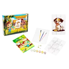 Деревянный пазл-раскраска Собачка, Puzzleok (А5)