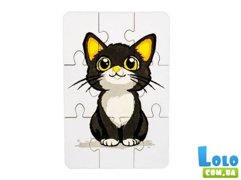 Деревянный пазл-раскраска Котик, Puzzleok (А5)