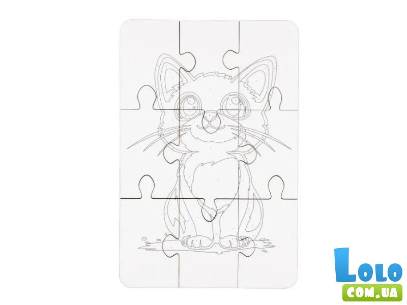 Деревянный пазл-раскраска Котик, Puzzleok (А5)