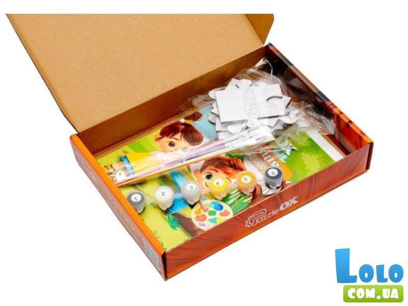 Деревянный пазл-раскраска Котик, Puzzleok (А5)