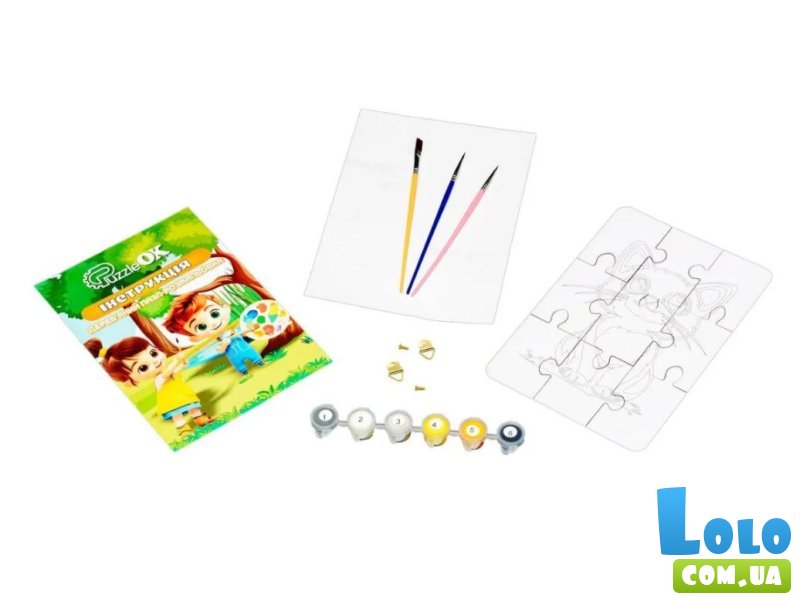 Деревянный пазл-раскраска Котик, Puzzleok (А5)