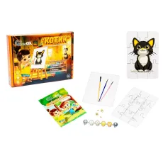 Деревянный пазл-раскраска Котик, Puzzleok (А5)