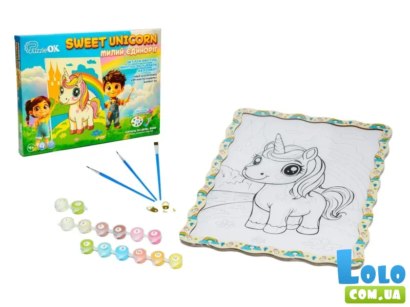 Картина по номерам Милый Единорог, Puzzleоk (А3)