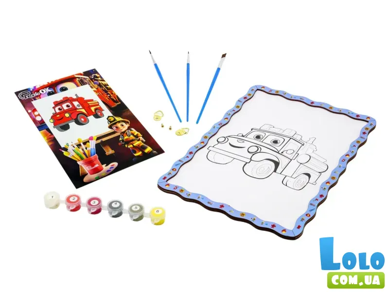 Картина по номерам Пожарная машина, Puzzleоk (А4)
