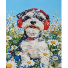 Алмазная мозаика Ши-тцу в поле диких цветов, TK Group (30х20 см)