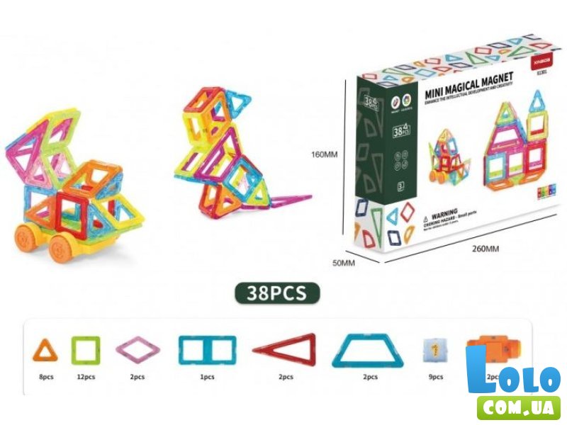 Конструктор магнитный mini (X1301), 38 дет.