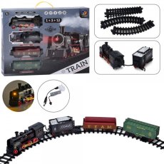 Железная дорога с локомотивом и вагонами