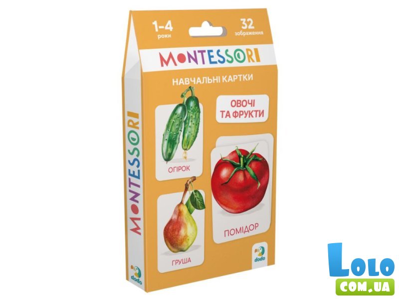 Набор учебных карточек Монтессори: Овощи и фрукты, DoDo