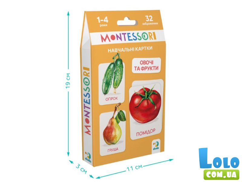 Набор учебных карточек Монтессори: Овощи и фрукты, DoDo