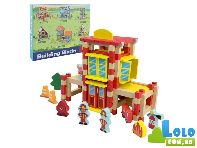 Деревянный конструктор Пожарная станция (C9437), 153 дет.