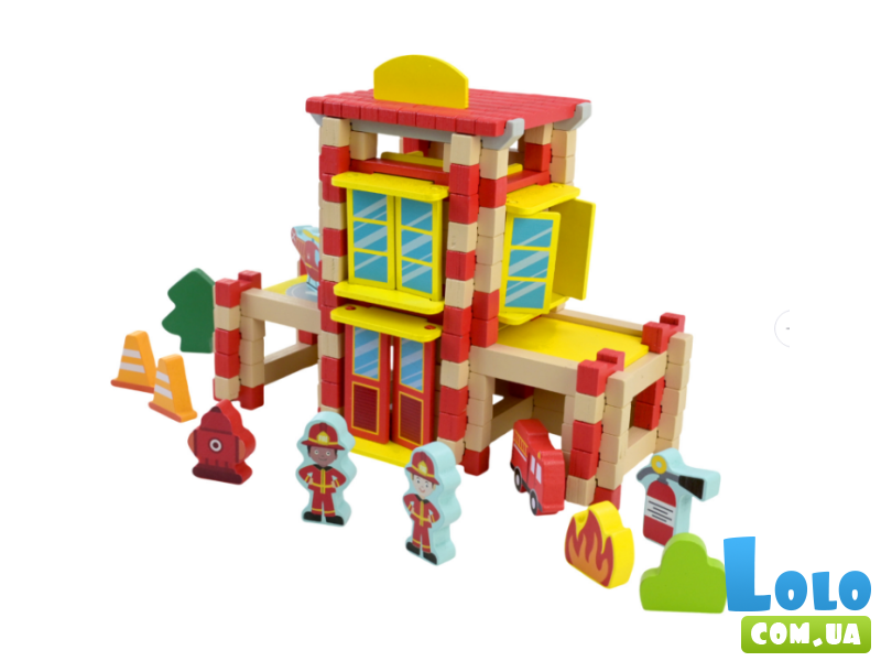 Деревянный конструктор Пожарная станция (C9437), 153 дет.