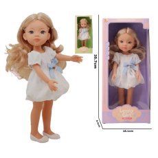 Кукла в платье с голубым бантом, 33 см