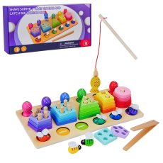 Деревянная игрушка сортер Геометрика с магнитной рыбалкой