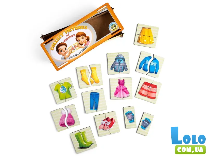 Рамка-вкладыш деревянная Половинки. Одежда и обувь