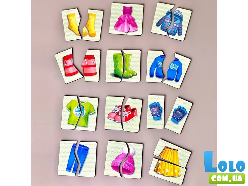 Рамка-вкладыш деревянная Половинки. Одежда и обувь