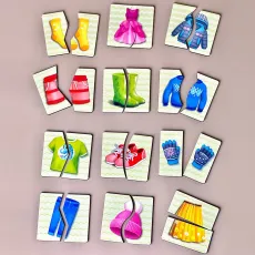 Рамка-вкладыш деревянная Половинки. Одежда и обувь