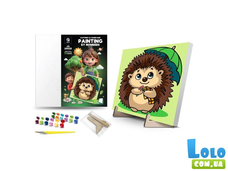 Картина по номерам Ёжик, Qbee (25х25 см)