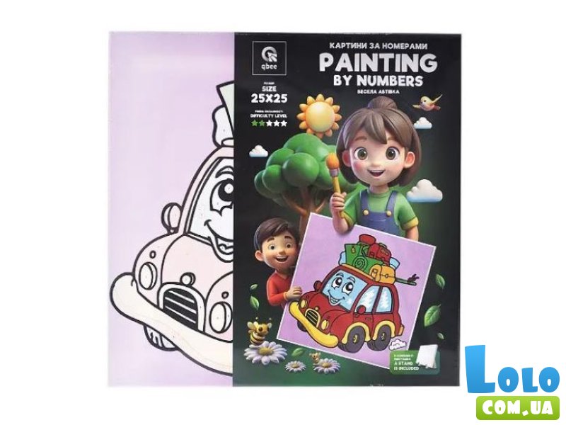 Картина по номерам Веселая машина, Qbee (25х25 см)